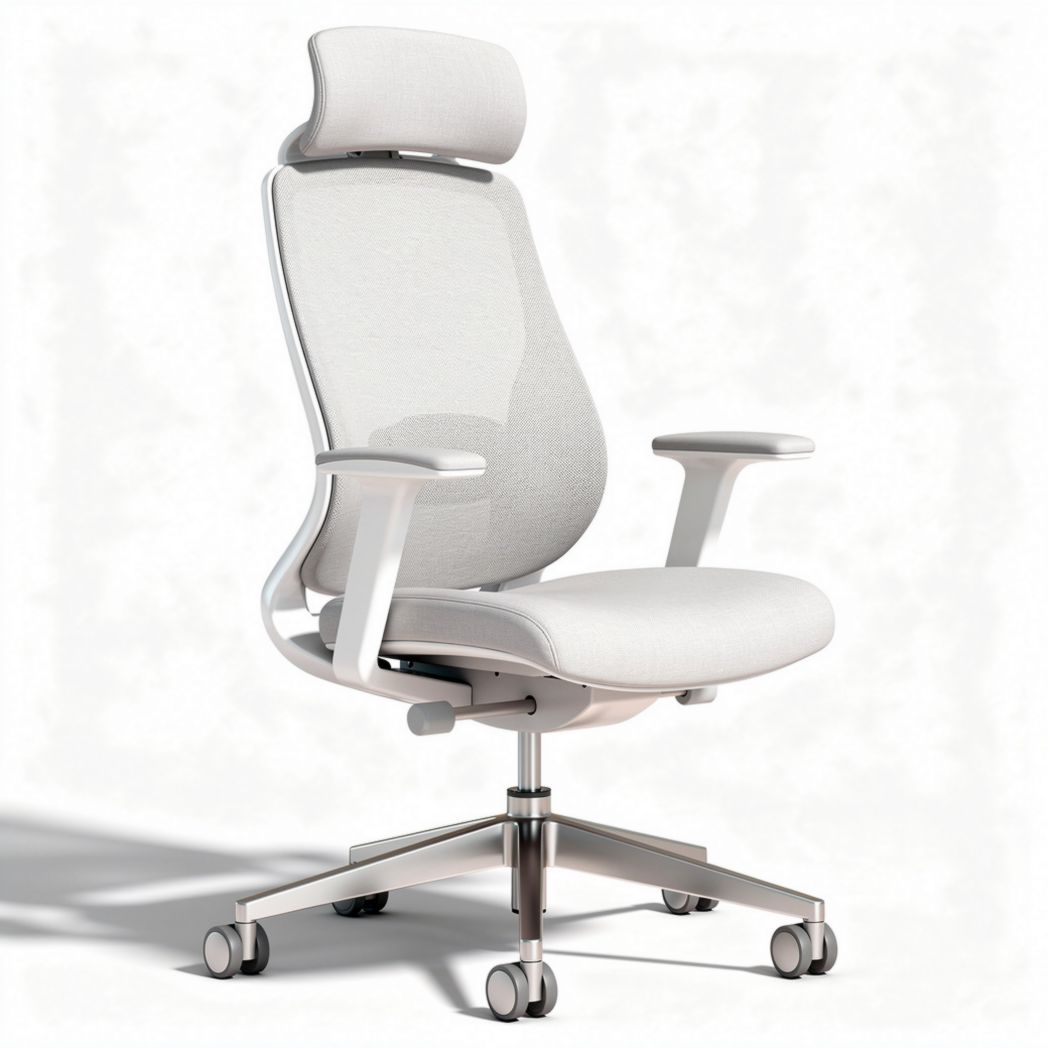 Ergonomische bureaustoel met verstelbare rugleuning in wit 60 x 60 x 120cm