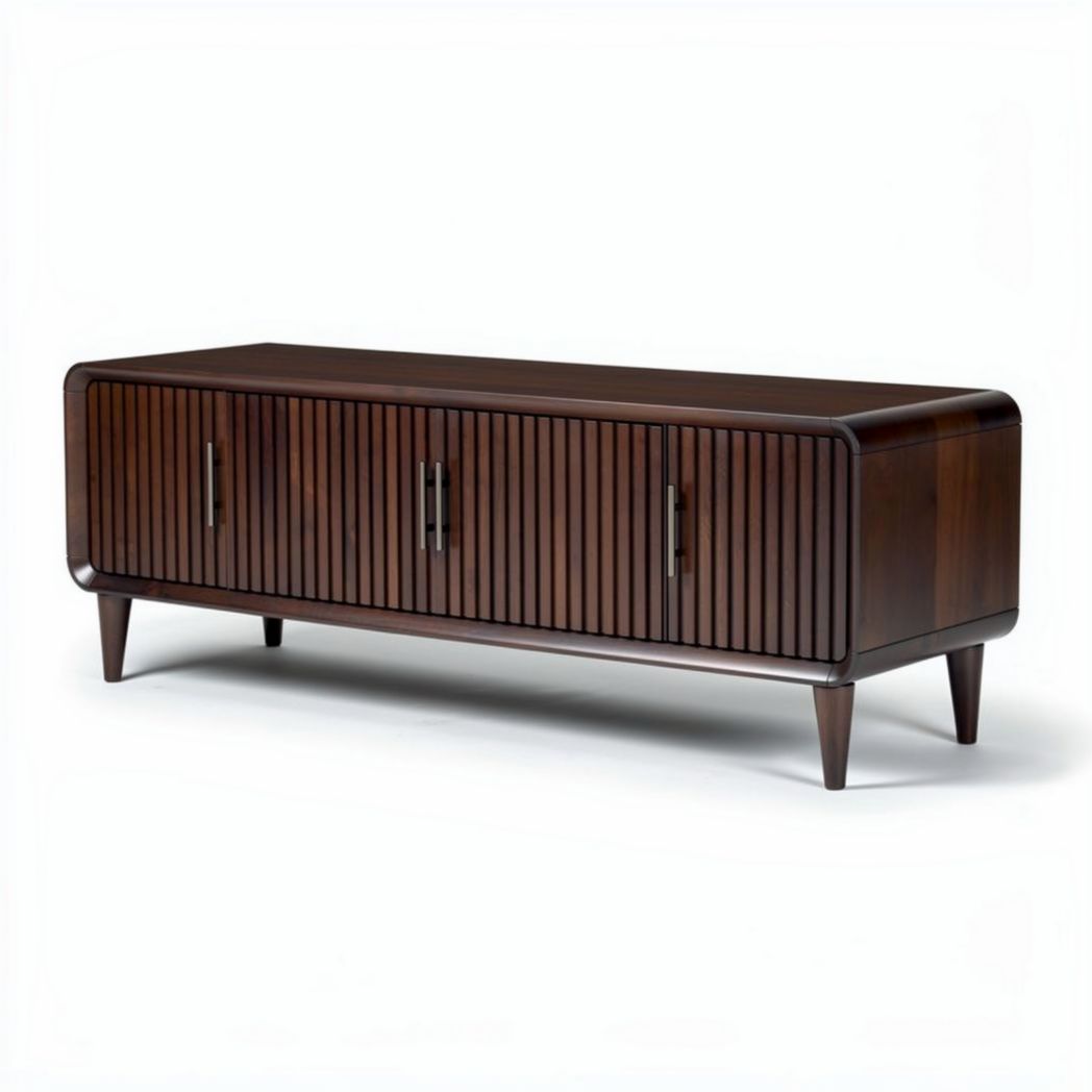 Kast van massief hout met klassieke ribbelstructuur 150 x 45 x 55cm