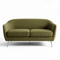 Twee-zitsbank van stof in olijfgroen met metalen poten 150 x 75 x 80cm