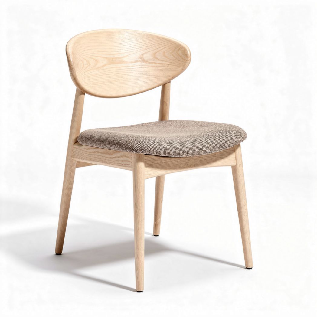 Houten stoel met bekleding in bruin 40 x 45 x 80cm