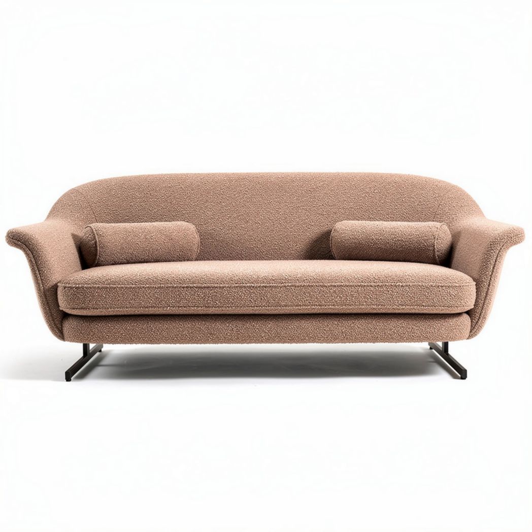 Sofa in blush kleur met stof bekleding en metalen poten 200 x 85 x 75cm