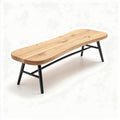 Sculpturaal houten salontafel met metalen onderstel 120 x 50 x 40cm