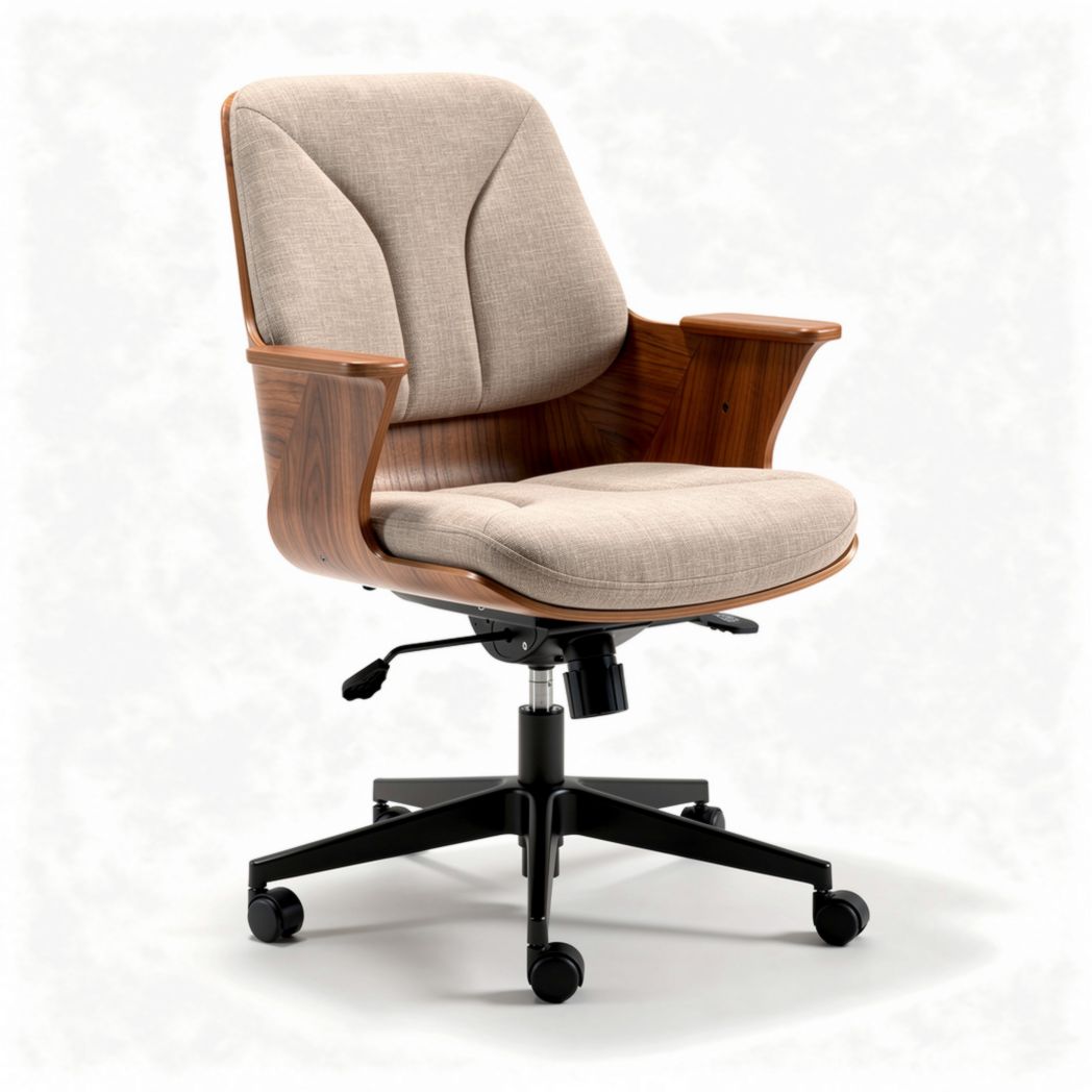 Bureau stoel van hout en stof met verstelbare hoogte 70 x 60 x 90cm