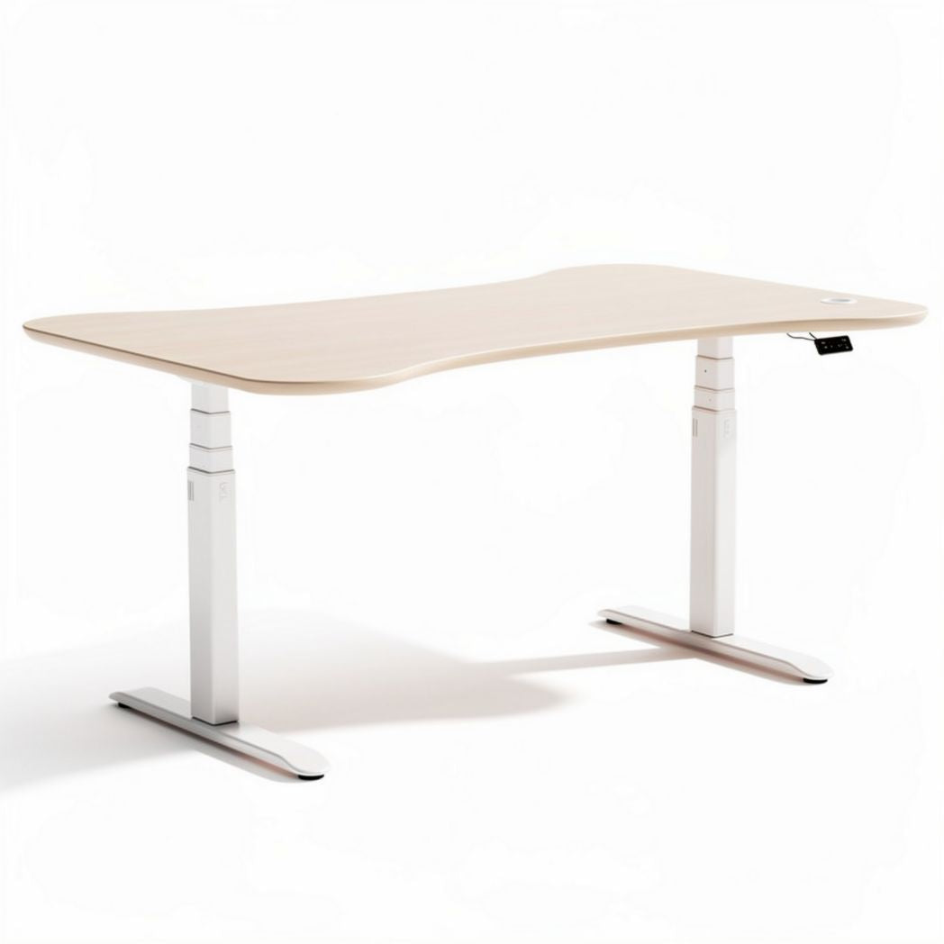 Elektrisch in hoogte verstelbaar bureau van hout 160 x 80 x 75cm wit