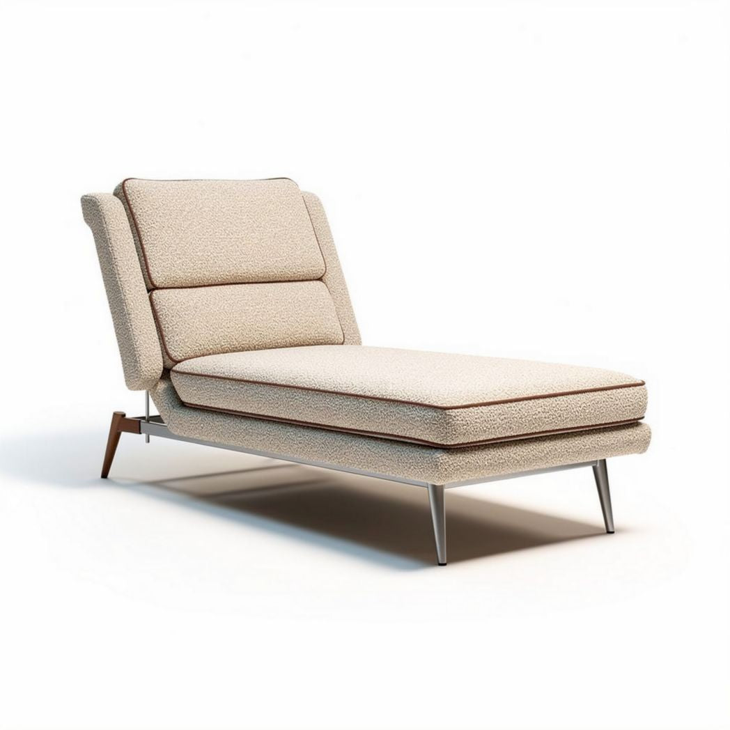 Loungebank van stof met verstelbare rugleuning in beige 150 x 80 x 70cm