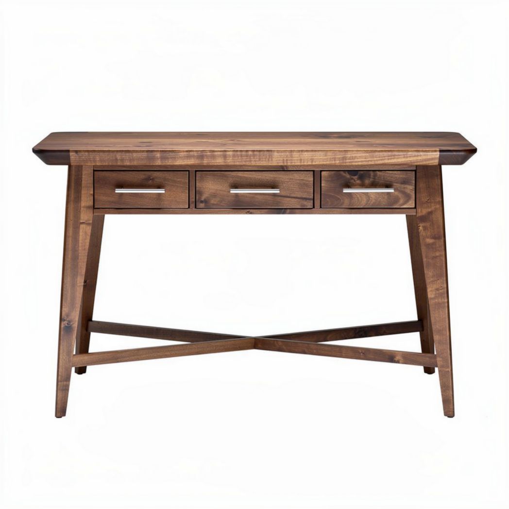 houten bureau met drie lade en een afmeting van 120 x 60 x 75cm